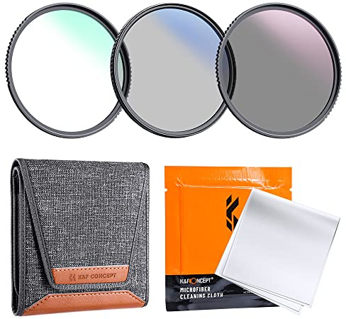 K&F Concept 77MM UV/CPL/ND Lens Filter Kit (3 Pieces) With 18 Multi-Layer Coatings, UV + Polarizer + Neutral Density Filter (ND4) + Lens Cleaning Cloth + Filter 3-Pouch for Camera Lens