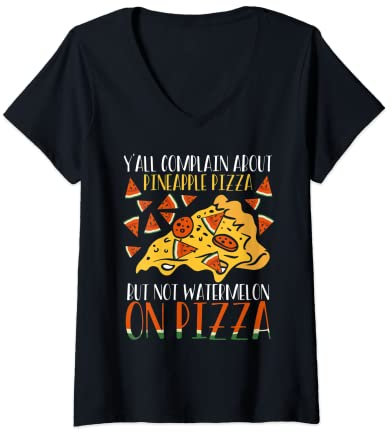 Femme Machine à pizza ananas Pizza Party T-Shirt avec Col en V