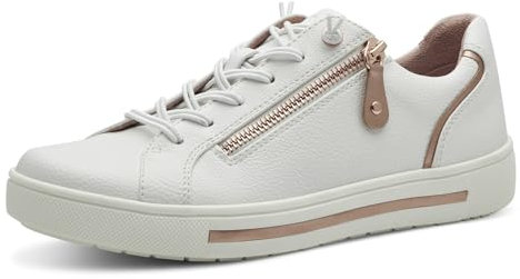 Jana Damen Sneaker flach mit Reißverschluss Vegan, Weiß (White/Rosegold), 40 EU