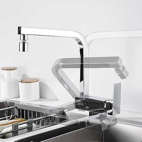 Wasserhahn Küche Vorfenster Küchenarmatur Klappbar Messing Wasser Kalt und Heiß Drehbar Multifunktion Spültischarmatur Vorfenster Chrom-A