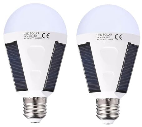 XUPHINX Bombillas solares recargables de 12 W, bombillas de emergencia portátiles, luz blanca para cortes de energía en el hogar o fallas de energía, camping al aire libre (2 paquetes)