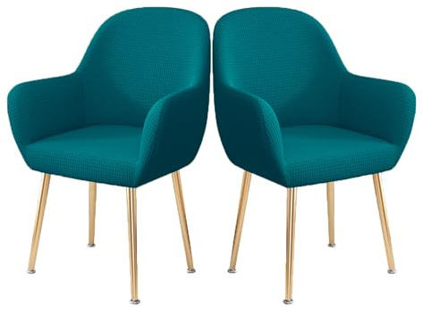 LIFEDX Stuhlhusse Stuhlbezug Stretch 2er/4er/6er Set, Gebogen Stuhlbezüge Rückenlehne mit Armlehne Abnehmbar, Stuhlüberzug Esszimmerstühle Modern Bürostuhl Bezug Stuhl Beschützer-Light Blue||2PCS