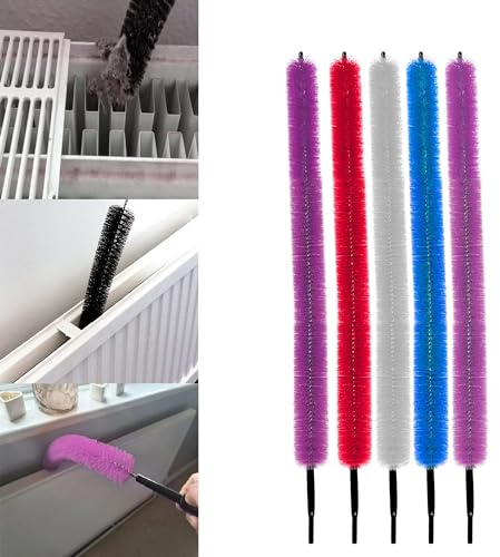 Long Handle Easy Reach Radiator Cleaning Bristle Brush Dust Duster Cleaner Flexible, Radiator Brush with Bristles, for Better Cleaning 70cm (Random Colour)