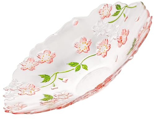 TOPPERFUN Glas Servierplatte Mit Kirschblüten- Dekoratives Snack-tablett Für Süßigkeiten Obst Und Snacks Wiederverwendbar Leicht Und Handlich Für Feierlichkeiten Hochzeiten Und Feste