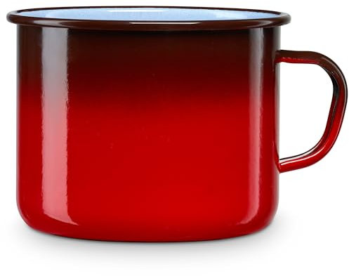 briebe Cazo Cocina Hervir Leche Acero Esmaltado 14 cm, Hervidor Vitrificado 1,8 L, Apto Inducción, Vitrocerámica, Fuego, Gas, Horno, Ignea Vintage Rojo