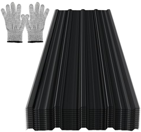 Cecaylie Set di 12 Lamiere Antracite per Copertura del Tetto – Lamiere in Acciaio Zincato a Lunga Durata con Protezione Antiruggine, per Tettoie, Capannoni e altro, 7 m²