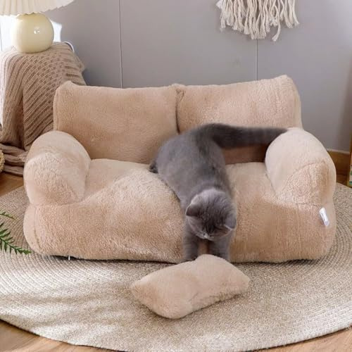 AOBUJDUB Orthopädisches Hundebett, Haustiersofa mit Erhöhten Füßen, Hundecouch, Hundeliege mit Kissen, Hundebett, Katzensofa, Waschbar, Samt(#E,XXL)