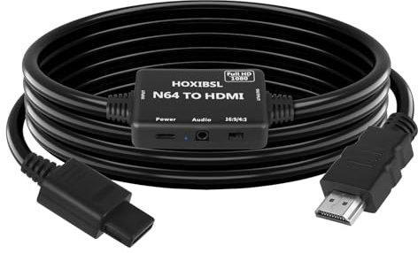 Adaptador convertidor N64 Gamecube a HDMI, cable HDMI para N64/SNES/NGC/SFC, con conector de audio de 3.5 mm, compatible con escala de imagen 16:9/4:3, Plug and Play