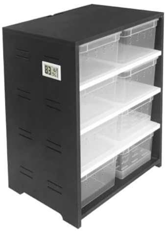 Faunarium Insektenbox Reptilienzuchtschrank Mit Futterbox Insektenfütterungsschrank Schnecken Terrarium(Black)
