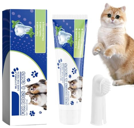 Mihauuke Pasta Para Mascotas,Cepillo de Dedo para Limpieza de Dientes - Eliminador De Mal Aliento Mascotas Perros Gatos,Razas Pequeñas Medianas Grandes