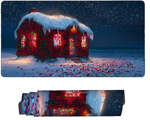 Gaming Mauspad 700 x 300 mm XXL Gaming Mousepad Verlängertes Großes Mauspad Schreibtischauflage, Genähte Kanten Mousepad, Rutschfeste Gummibasis,Schreibtisch Schutz für Home Office (Strandhütten) Z325