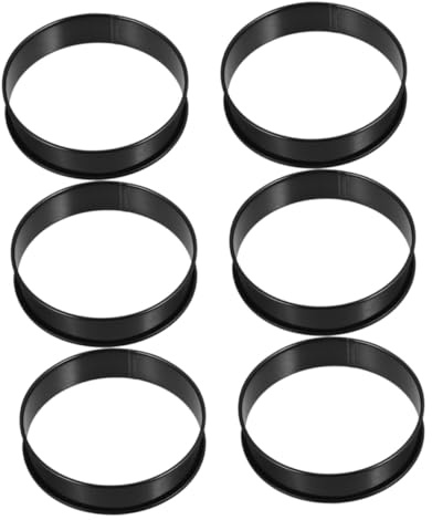 ERINGOGO Anillos de Tarta para Hornear 6 Piezas Acero Inoxidable Antiadherente Negro Diámetro 10 Cm Moldes para Muffins Ingleses Tartas Repostería Profesional