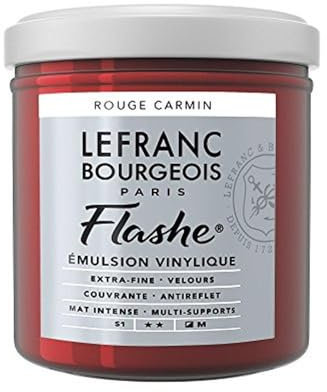 Lefranc Bourgeois Flashe 300491 - Pittura acrilica e vinile, resistente alla luce e all'invecchiamento, opaca, per interni ed esterni, vasetto da 125 ml, rosso carminio