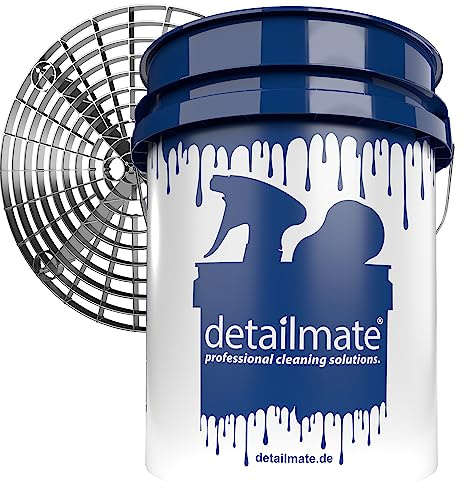 detailmate Professional Car Cleaning Set - Wash Bucket 5 GAL (approx. 20 Litres) / Grit Guard Insert Silver