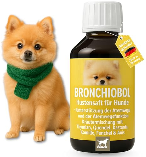 Sciroppo per la tosse per cani I Erbe bronchiali al timo I Gocce + finocchio all'anice I Rimedio per la tosse per vie aeree lenitive per tosse e raffreddore del cane I Miscela di erbe del cane 100ml