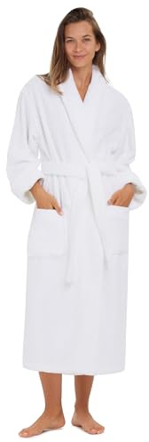 MONARCH Terry Shawl Collar Bathrobe for Men and Women – Thick Fabric Terrycloth Robe with Classic Shawl Design, Generously Sized Hotel & Spa Robe with Pockets – Machine Washable (Medium)
