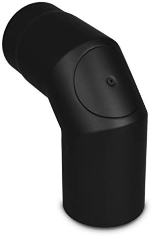 LANZZAS Ofenrohr Bogen 90° Grad mit Tür (2x 45°), im Durchmesser, DN Ø 150 mm, Farbe: schwarz-metallic - weitere Rohre aus unserem Sortiment, finden Sie hier.