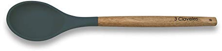 3 Claveles - Cuchara Sopera de Cocina, de Madera de Haya y Silicona, 32 cm, para Servir, Remover, menaje Profesional
