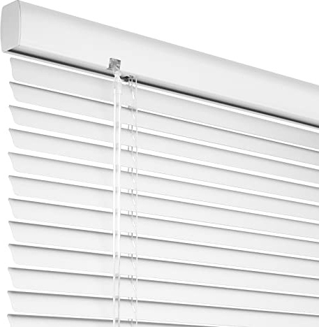 ACMEART Cordless Mini Blinds 1 Inch - Aluminum Venetian Blinds, Custom Size for Kitchen/Bedroom, Child Safe Easy Install Window Blinds (White)