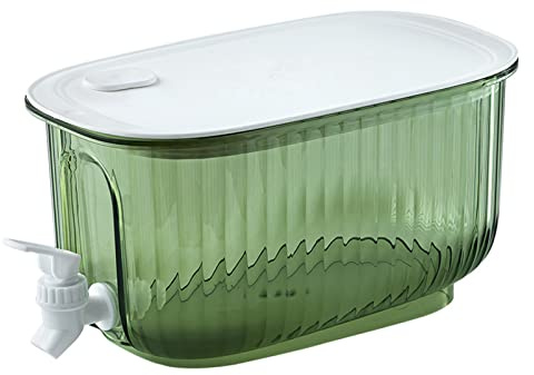 Getränkespender, Getränkespender mit Zapfhahn, Großer Kaltwasserkessel mit Wasserhahn, Kühlschrank, Saft, Wasserkrug, Auslaufsicherer Getränkebehälter für Zuhause, Küche, Party (Grün)