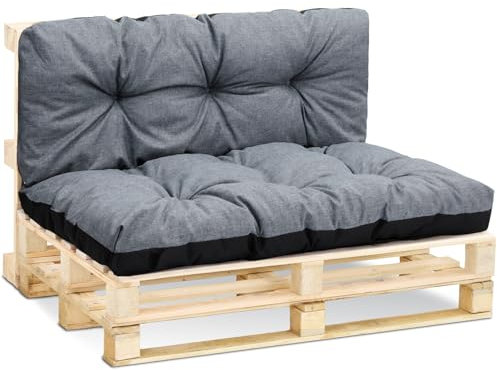 Amazinggirl Palettenkissen Outdoor Kissen Rückenkissen 120x80 cm - Auflagen für Paletten Europaletten Palettensofa und Palettenmöbel Palettenpolster 120 x 80 Grau