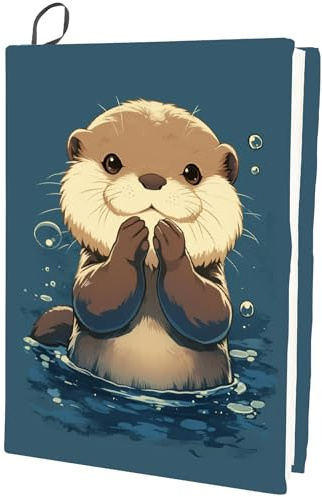 CRASPIRE Funda Elástica para Libros con Diseño de Nutria de Dibujos Animados Lavable Y Reutilizable hasta 9 x 11 Pulgada para la Vuelta Al Cole Adecuada para la Mayoría de Libros de Texto de Tapa