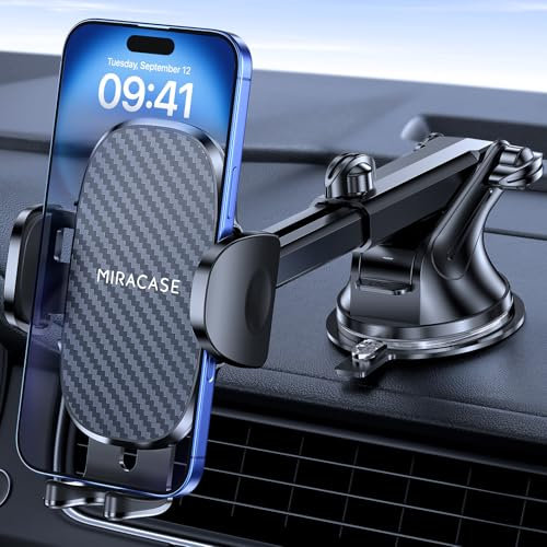 Miracase Car Phone Holder for Cars Dashboard Windscreen Desk, 3in 1 Mobile Phone Mount Automobile Cradle 360° Rotatable Stand GPS Vehicle Mount for iPhone 17 16 15 Pro Plus Max 14 13 12 11Samsung