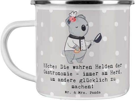 Mr. & Mrs. Panda Camping Emaille Tasse Köche: Die wahren Helden der Gastronomie - immer am Herd, um andere glücklich zu machen! - Geschenk, Berufe,