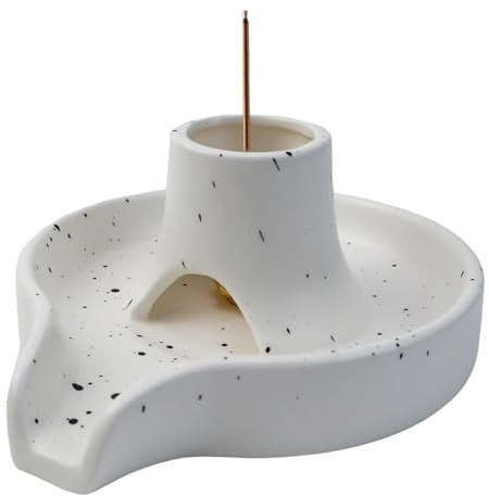 NCTNCX Räucherstäbchenhalter Keramik, Räucherkegel Halter, Salbeihalter, 3-in-1-Räucherschale, für jedes Räucherwerk, Räucherstäbchen, Palo Santo, Weißer Salbei (1)