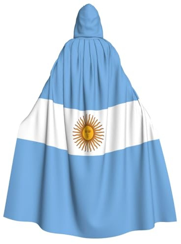 YQxwJL Capa con capucha con estampado de bandera argentina de longitud completa, capa de fiesta de Halloween, disfraz de fiesta de cosplay para hombres y mujeres
