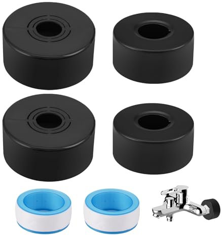 Set of 4 Shower Fitting Rosette Divided Inner Diameter 2.5 cm Tap Radiator Rosette Shower Fitting Pipe Cover Black Threaded Rosette Shower Rosettes for Shower Taps, Taps, Radiators