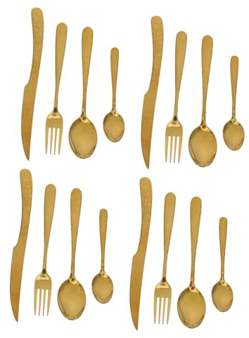 Juego de Cubiertos Dorados de Acero Inoxidable, 4 Piezas