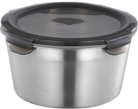 POPETPOP Contenitore Pranzo in Acciaio Tondo con Ermetico Antiperdita Portapranzo Termico per Scuola e Ufficio Box Alimentare Sigillato per Zaini e Borse