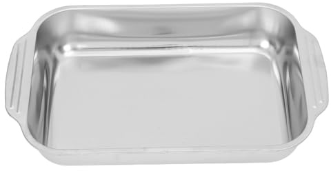 Veemoon Bandeja de acero inoxidable para hornear: Bandeja rectangular metálica para hornear pasteles, tostadora, asador, plato para servir galletas y postres, utensilios para pan y lasaña.