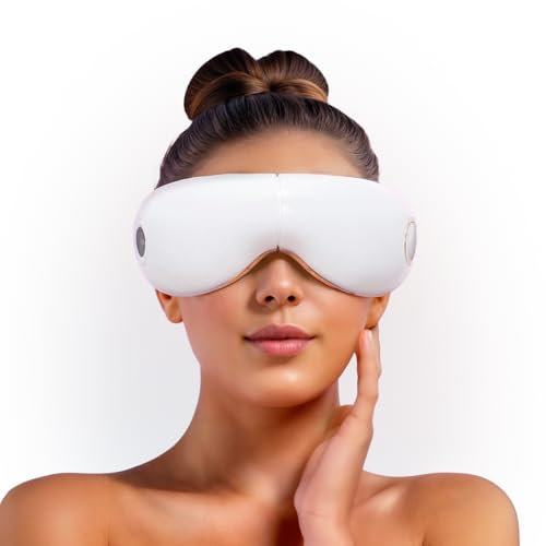 GLOBAL RELAX® | SKANDAS Gesichts- und augenmassagegerät I Faltbare brille mit vibromassage I Pressotherapie I Wärme I Musik | Concealer für Augenringe | Eingebaute lautsprecher