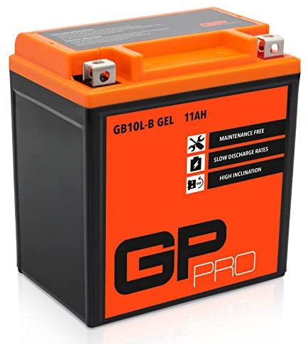 GP-PRO GB10L-B 12V 11Ah GEL-Batterie (Kompatibel mit YB10L-B / YB10L-B2) (Wartungsfrei & Versiegelt) Akkumulator Motorrad Roller Motorradbatterie Rollerbatterie