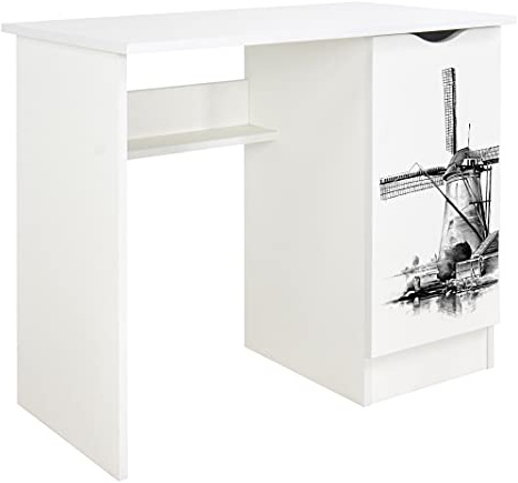 Leomark Kinderschreibtisch Roma Weißer Kinder-Computertisch mit Regal und Stauraum Multifunktionaler Schreibtisch Lerntisch Spieltisch Moderner PC-Tisch Höhe 77 cm