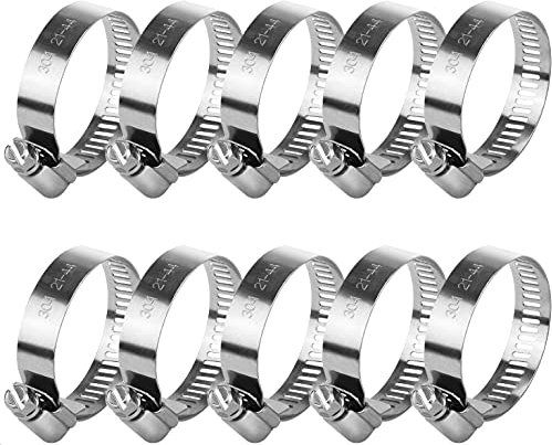 10 Pack Hose Clips 21-44 mm Jubilee Clips Metal Hose Clamp Adjustable Ducting Clamps for Securing Hoses and Pipes Tube