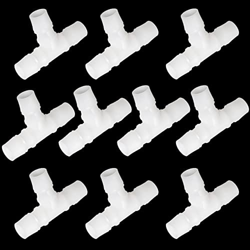 Feelers 1 Plastic Hose Barb T Shaped Tee Type Fitting Equal Barbed 3 Way Joint Splicer Mender Union Adapter for Air Line Tube Hose (Pack of 10)