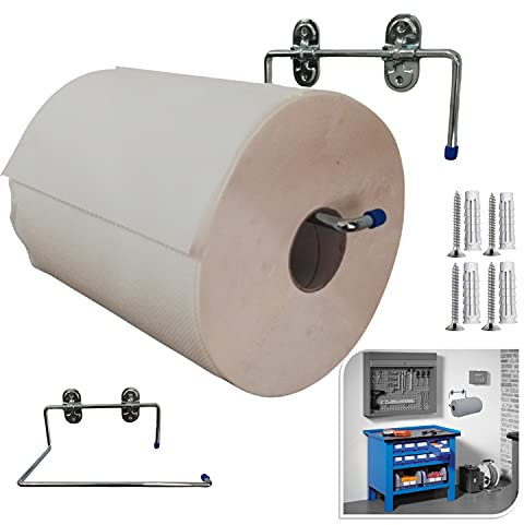 Parpyon Nouveau porte-rouleau industriel mural porte-serviettes salle de bain pour rouleau sèche Idéal dans la cuisine, garage, salle de gym, pour bobine de papier jetable (Mod.4)