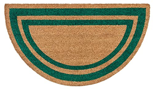 emmevi Paillasson Cocco 40 x 70 cm robuste, tapis d'entrée extérieur, antidérapant, modèle Coco, bord semi-lune vert