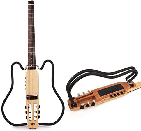 Traveler Guitar Stumm Reisegitarre Mit Deluxe Akustikgitarre Tasche (6-Saiten Set) für Anfänger Mit Gitarrensaite, Gitarrengurt, Gitarrentasche, Capo für Gitarre Left