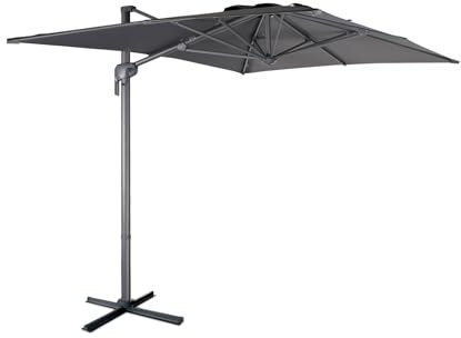 Alice's Garden - Parasol déporté rectangulaire 2x3m - Antibes - Gris - Parasol excentré inclinable. rabattable et rotatif à 360°.