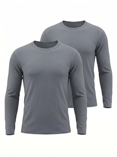 Confezione da 2 di biancheria intima termica da uomo, maglietta termica a maniche lunghe, con scollo tondo, biancheria intima termica da sci, calda, per l'inverno, XL