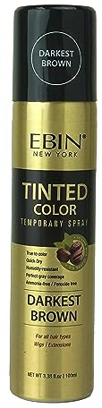 Spray temporal de color tintado, 3.38 onzas, marrón más oscuro, cobertura perfecta para cabello gris, spray para retoque de raíz