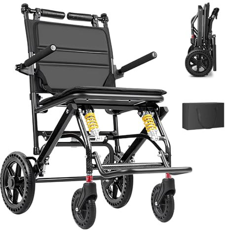 GHBXJX Faltbar Leicht Rollstuhl für die Wohnung und Outdoor, Ultraleicht Rollstühle mit Trommelbremse, Transportrollstuhl für ältere Menschen, Aluminium, Sitzbreite 45cm
