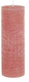 Chic antique macon rustik blockljus ljus antika altarljus 100 % paraffin lång brinntid, H20/D7 cm hallon