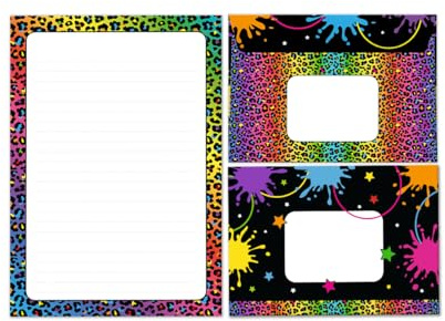 Briefpapier-Set Briefblock mit Umschlag für Mädchen Kinder Leopardenmotiv Kindermotiv Briefbögenblock liniert (Block A5 mit 25 Blätter + 15 Umschläge)