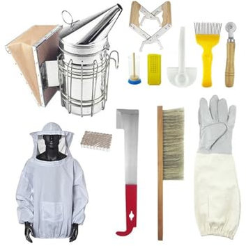 Imkerei Werkzeugset 12 Teilig,Wabenraucher,Imkereibürste,Anti Bienen Kleidung,Bienenfalle,Getriebebohrgerät,Bienenstockwerkzeuge,Imkerei Werkzeugsatz,Imker,Anfänger