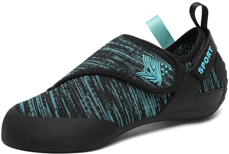 ZHENSI Women's Rock Climbing Shoes Beginners Bouldering Shoes Lightweight for Indoor Kids,Blue,7 UK
